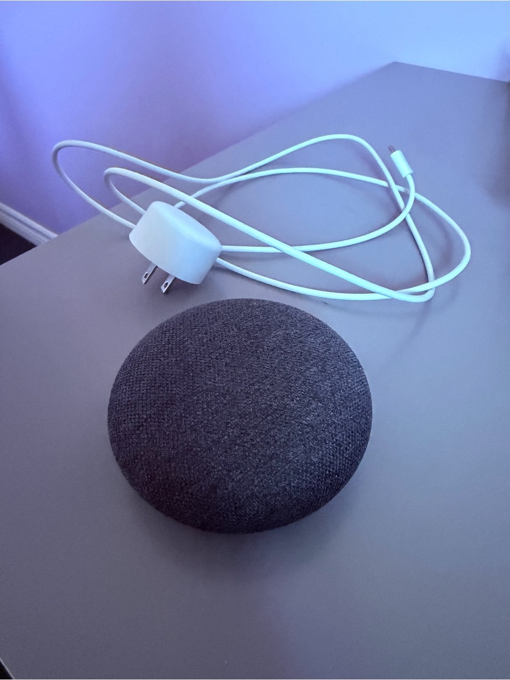 google Smart Home Speaker - Charcoal Fabric with White Power Cable